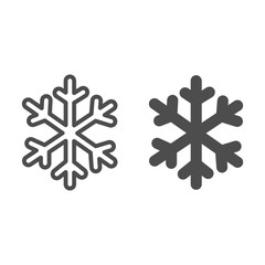 Poster - Snowflake line and solid icon, Winter season concept, frozen winter flake symbol on white background, Snowflake icon in outline style for mobile concept and web design. Vector graphics.