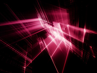 Poster - Abstract red and black background. Fractal graphics 3d illustration. Technology and science concept.