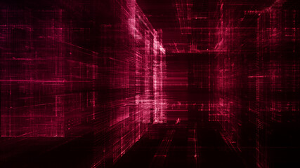 Fototapete - Abstract digital landscape background texture. Fractal graphics 3d illustration.
