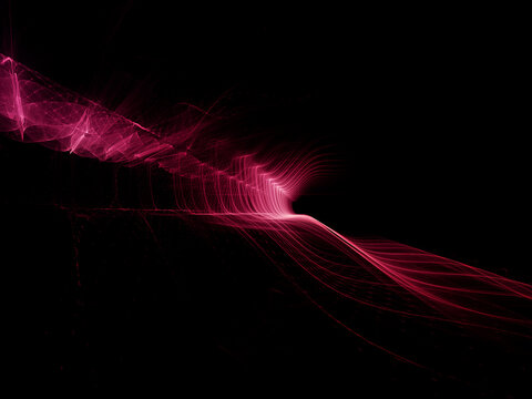 Liquid wavy red greed over black background. Detailed generative fractal graphics. Technology and science concept.