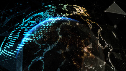 Wall Mural - earth globe, technology concept. elements of this image furnished by nasa - 3d illustration.