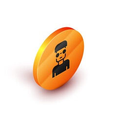 Poster - Isometric Nerd geek icon isolated on white background. Orange circle button. Vector.