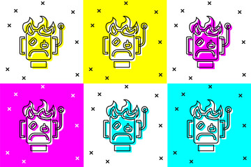 Poster - Set Robot burned out icon isolated on color background. Vector.