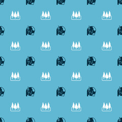 Sticker - Set Global warming and Forest on seamless pattern. Vector.