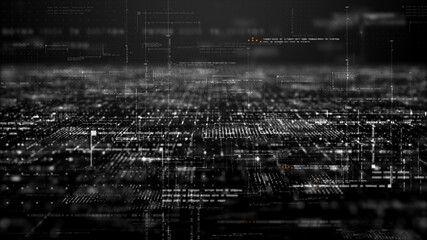 Poster - Futuristic simulation of 5G network concept, artificial intelligence deep learning performing analytic computational head up display