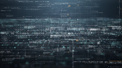 Poster - Futuristic simulation of 5G network concept, artificial intelligence deep learning performing analytic computational head up display