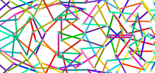 Wall Mural - Complicated colored connected lines.  connection and communication structure. internet algorithm concept. global connection, human interactions or communications. top view of abstract lines colors. 