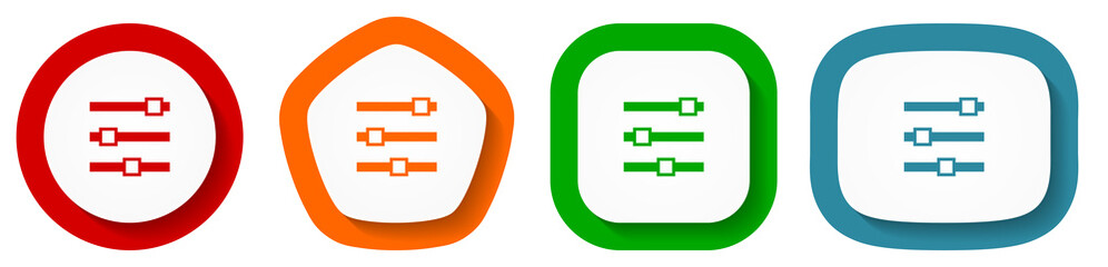Leinwandbilder - Slider vector icon set, flat design control buttons on white background for webdesign and mobile phone applications