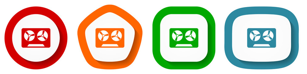 Aufkleber - Music recorder, audio equipmen vector icon set, flat design buttons on white background for webdesign and mobile phone applications