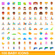 © nsit0108 - 100 baby icons set. Cartoon illustration of 100 baby icons vector set isolated on white background