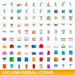 © nsit0108 - 100 universal icons set. Cartoon illustration of 100 universal icons vector set isolated on white background