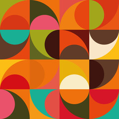 Poster - Warm retro colors seamless vector repeat pattern print background