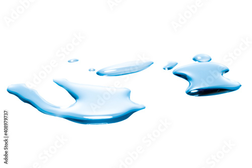 real image,spilled water drop on the floor isolated with clipping path on white background. © chathuporn
