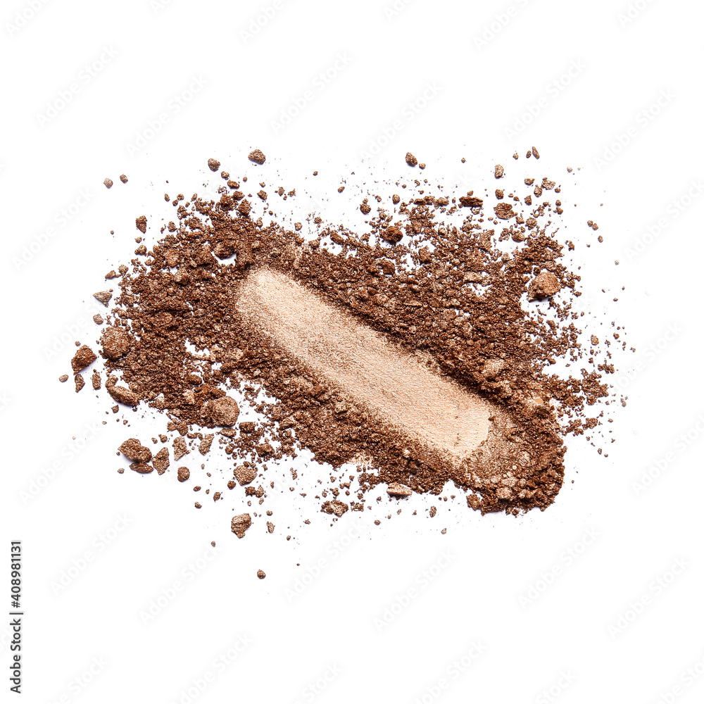 Crushed eyeshadows on white background