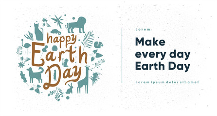 Wall Mural - Earth Day. International Mother Earth Day. Earth Plants and Animals. Environmental problems and environmental protection. Flat vector illustration.