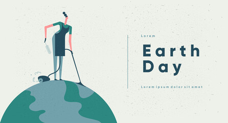 Canvas Print - Earth Day. International Mother Earth Day. Caring for Nature. Environmental problems and environmental protection. Flat vector illustration.