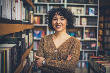 Wall Mural - Woman in library. 