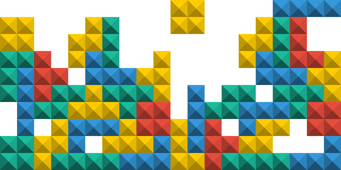 Wall Mural - game tetris pixel bricks. game tetris colorful background. vector illustration