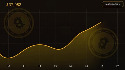 Poster - cryptocurrency graph Increasing against Dollar rate in modern colorful design concept. 4K Crypto backdrop
