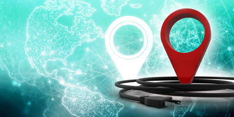 Poster - 3d rendering Red map pointer
