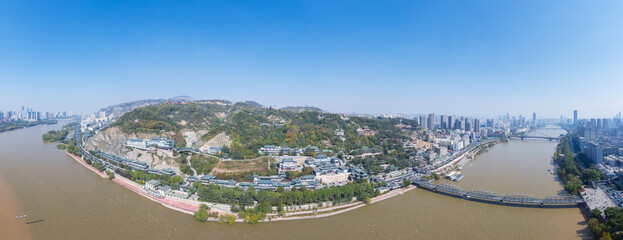 Fototapete - aerial view of lanzhou landscape