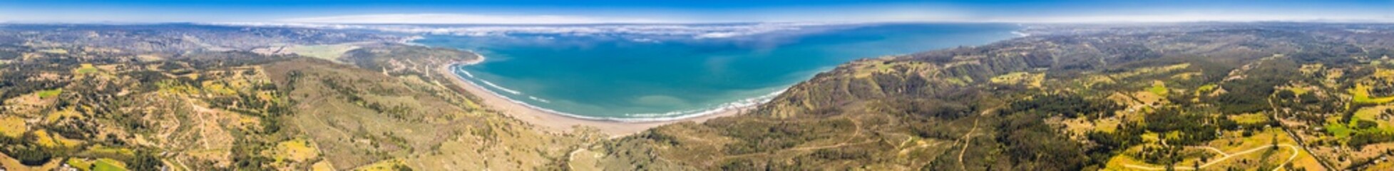 Wall Mural - amazing aerial view of central chilean coastline with at puertecillo. a rugged landscape from the gr