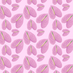 Wall Mural - Festive background of pink flowers on a pink background