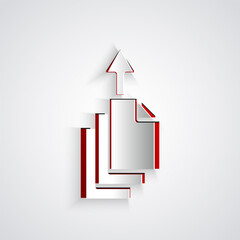 Poster - Paper cut Data export icon isolated on grey background. Paper art style. Vector.