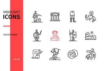 Ancient Rome - modern line design style icons set