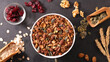 homemade granola with cereals and dried fruits