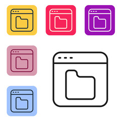 Aufkleber - Black line Browser files icon isolated on white background. Set icons in color square buttons. Vector.