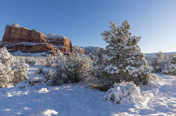 Poster - Scenic Snow Covered Landscape in Sedona Arizona in Winter