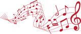 Fototapeta Desenie - vector sheet music - red musical notes melody on white background	