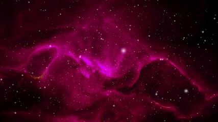 Wall Mural - red nebula clouds and glowing stars move in the universe