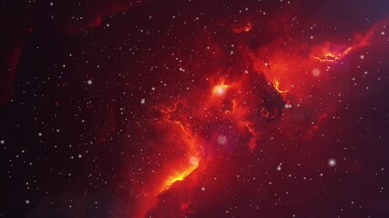Wall Mural - a reddish-colored nebula cloud hovering in the dark universe
