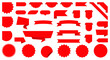 © vectorsanta - Sale Label collection set. Set ribbon banner and label sticker sale offer and badge tag sale advertising. Discount red ribbons, banners and icons. Cffer discount coupons. Vector illustration.