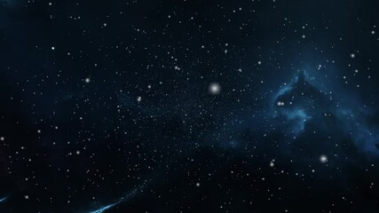Wall Mural - moving blue nebula clouds in the star-studded universe