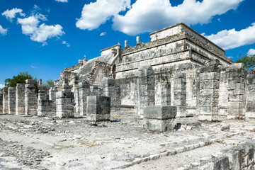 Landscape of  the Temple of the Warriors, Chichen Itza archaeological site, Yucatan, Mexico