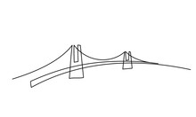Giant Bridge Over River. Continuous One Line Drawing Design