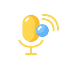 Sticker - Voice assistant app vector flat color icon. Intelligent personal assistant. Conversational interactions. Voice commands and searching. Cartoon style clip art for mobile app. Isolated RGB illustration