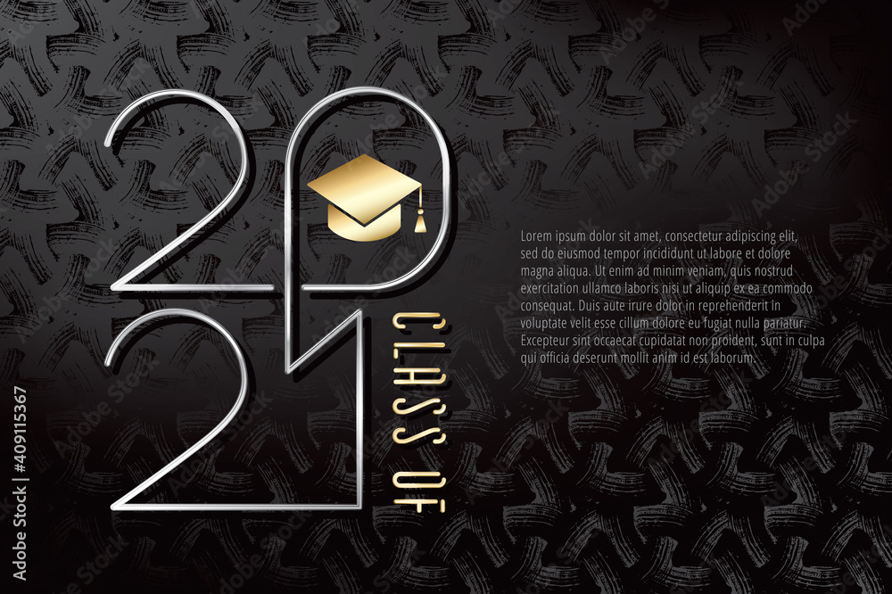 Vector de Stock Class of 2021 Single Line Numerals Silver Metallic ...