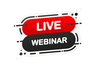 Poster - Live Webinar isolated red flat banner on white background. Vector illustration.