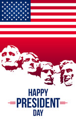 Happy President's day design background with USA Flag.Federal holiday in America. 