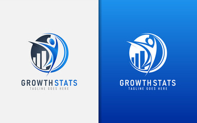 Aufkleber - Growth Stats Business Logo Design. Usable For Business, Finance, Community, Foundation, Tech, Services Company. Vector Logo Design Illustration.