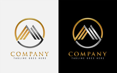 Poster - Abstract Initial Letter M Inside Circle Logo Design. Luxury Elegant Logo Design.