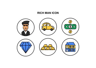 Fototapete - Set of icon about rich people. Easy to edit with vector file. Can use for your creative content. Especially about business icon.