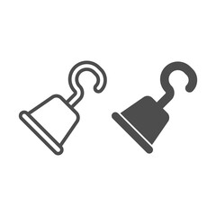 Poster - Pirate hook arm line and solid icon, fairytale concept, iron arm sign on white background, Pirate Captain Hook icon in outline style for mobile concept and web design. Vector graphics.
