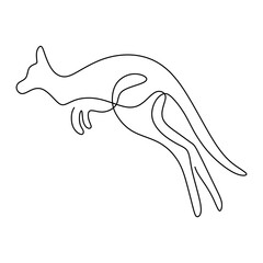 Poster - One continuous line drawing of funny standing kangaroo. Australian animal mascot concept for travel tourism campaign icon. Animals rescue conservation park icon. Hand drawn minimalist style