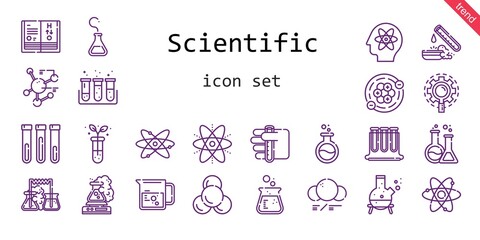 Sticker - scientific icon set. line icon style. scientific related icons such as test tube, test tubes, science book, atomic, molecule, flask, atom, beaker, research, atoms,