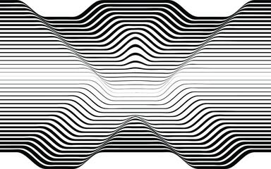 Fototapete - Abstract flow lines background . Fluid wavy shape .Striped linear pattern . Music sound wave . Vector illustration. Letter x . Cross sign .